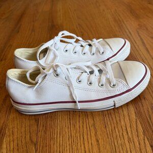 CONVERSE WHITE LEATHER SNEAKERS SHOES SIZE WOMENS 7 MENS 5 GREAT CONDITION